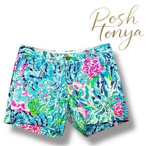 Lilly Pulitzer Callahan Shorts Size 0 Multicolor Coral Reef Coastal Resort